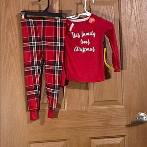 Festive Red Plaid Kids Pajama Set